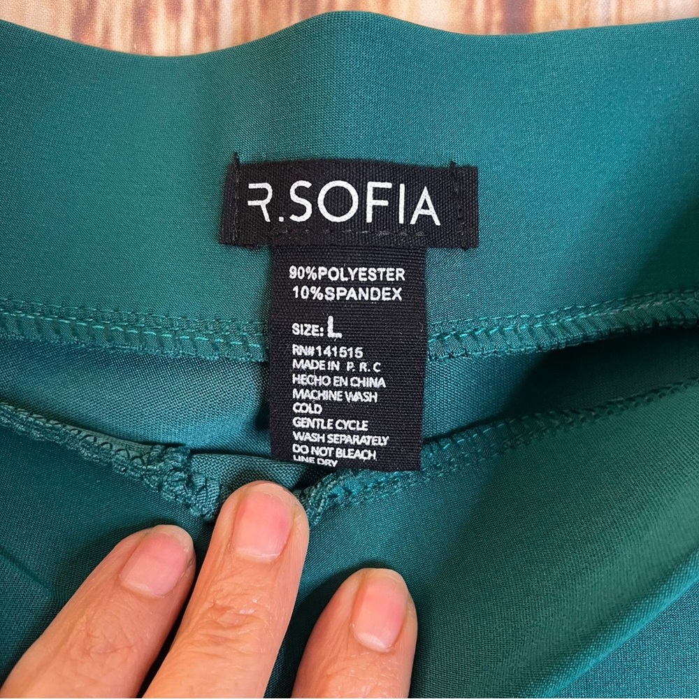 R. Sofia Women’s Scuba Comfort Fit Green Pull-On Stretch Dress Pants Size Large - Picture 8 of 8